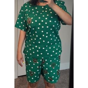 CitySport vintage 2pc outfit set green white polka dots 80s 90s NEW NWT large